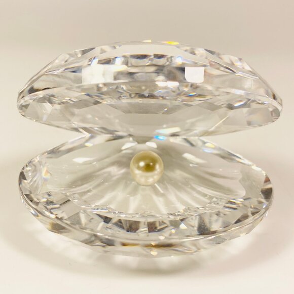 Vintage Swarovski Crystal Clear Clam Shell with Pearl Figurine In Great Shape - Picture 7 of 10